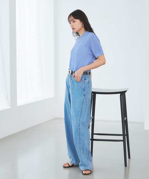 VIS(ビス)の「コンパクトシアーニットプルオーバー(ニット/セーター・レディース・スミクロ/キナリ/レッド系その他/サックスブルー・FREE)」の19枚目の写真