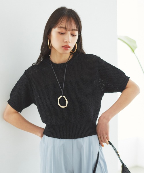 VIS(ビス)の「コンパクトシアーニットプルオーバー(ニット/セーター・レディース・スミクロ/キナリ/レッド系その他/サックスブルー・FREE)」の21枚目の写真