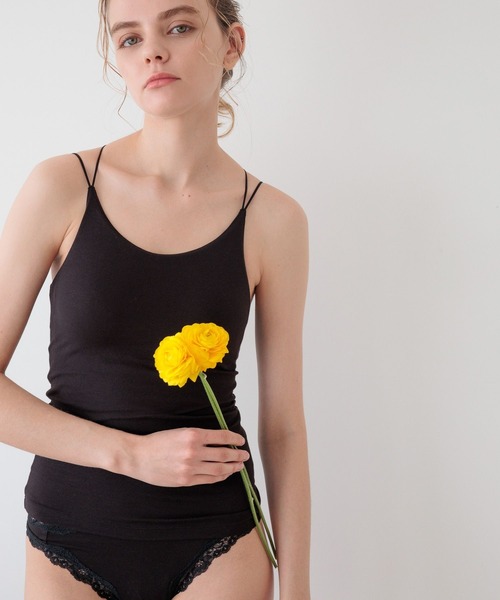 bijorie(ビジュリィ)の「【bijorie】ベストボディブラカップ付きバッククロスキャミ/NEW BASIC 24SS(キャミソール・レディース・ブラック/グリーン/インディゴブルー/オフホワイト・M/L/LG)」の3枚目の写真