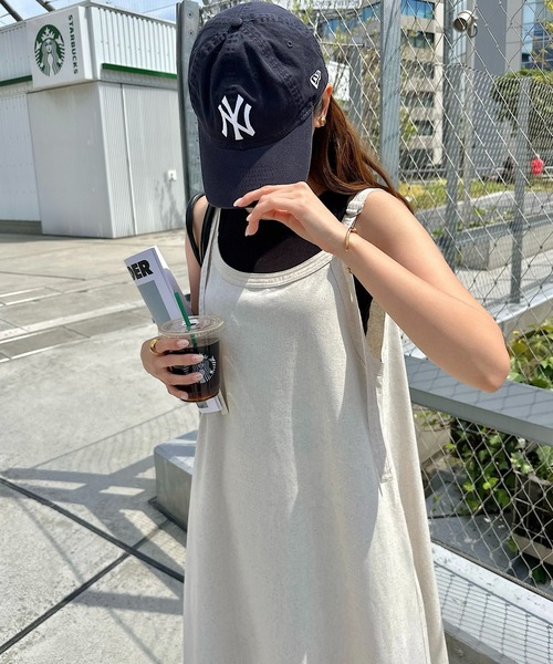 andme（アンドミー）の「【新色・新サイズ追加】リネン混アメスリフレアキャミワンピース（ワンピース・レディース・キナリ/ネイビー/ブラック/グレイッシュベージュ/ライトカーキ/ブラウン・M/MS）」の9枚目の写真