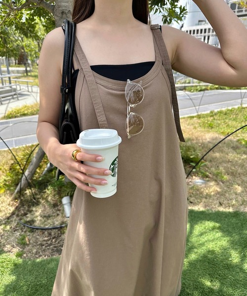 andme（アンドミー）の「【新色・新サイズ追加】リネン混アメスリフレアキャミワンピース（ワンピース・レディース・キナリ/ネイビー/ブラック/グレイッシュベージュ/ライトカーキ/ブラウン・M/MS）」の16枚目の写真