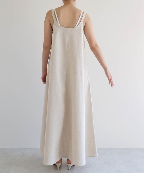 andme（アンドミー）の「【新色・新サイズ追加】リネン混アメスリフレアキャミワンピース（ワンピース・レディース・キナリ/ネイビー/ブラック/グレイッシュベージュ/ライトカーキ/ブラウン・M/MS）」の21枚目の写真