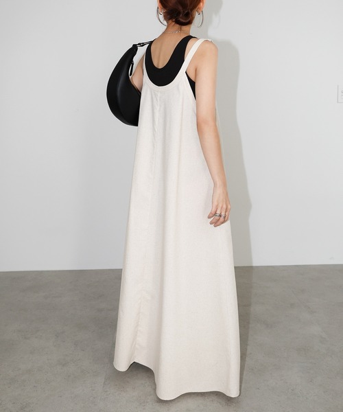 新色・新サイズ追加】リネン混アメスリフレアキャミワンピース