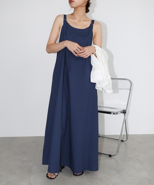 新色・新サイズ追加】リネン混アメスリフレアキャミワンピース