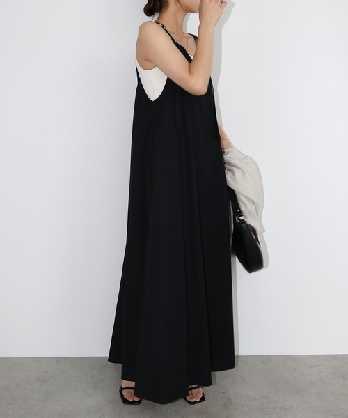 新色・新サイズ追加】リネン混アメスリフレアキャミワンピース