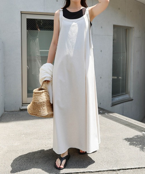 セール】【新色・新サイズ追加】リネン混アメスリフレアキャミ