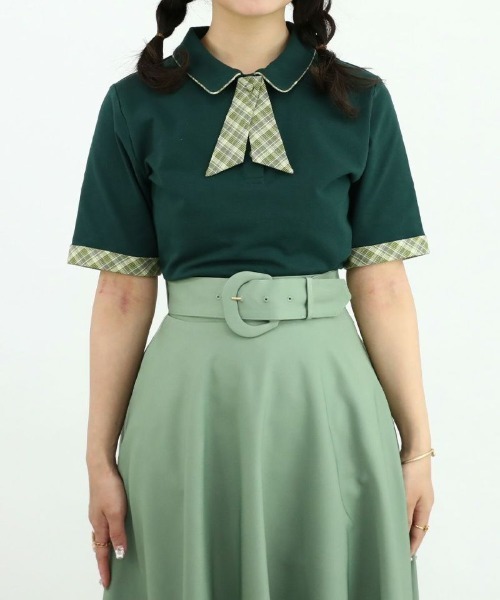 F i.n.t（フィント）の「チェックタイ付きポロシャツ/fint（ポロシャツ・レディース・グリーン/ピンク/オフホワイト・FREE）」の16枚目の写真