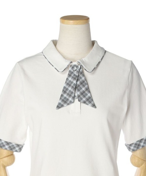 F i.n.t（フィント）の「チェックタイ付きポロシャツ/fint（ポロシャツ・レディース・グリーン/ピンク/オフホワイト・FREE）」の15枚目の写真