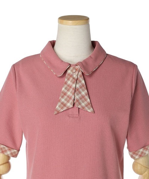 F i.n.t（フィント）の「チェックタイ付きポロシャツ/fint（ポロシャツ・レディース・グリーン/ピンク/オフホワイト・FREE）」の4枚目の写真