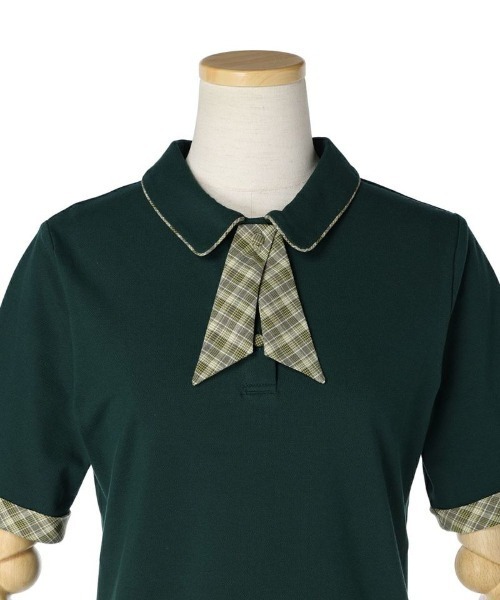 F i.n.t（フィント）の「チェックタイ付きポロシャツ/fint（ポロシャツ・レディース・グリーン/ピンク/オフホワイト・FREE）」の5枚目の写真
