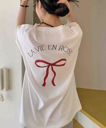 リボンプリントTシャツ