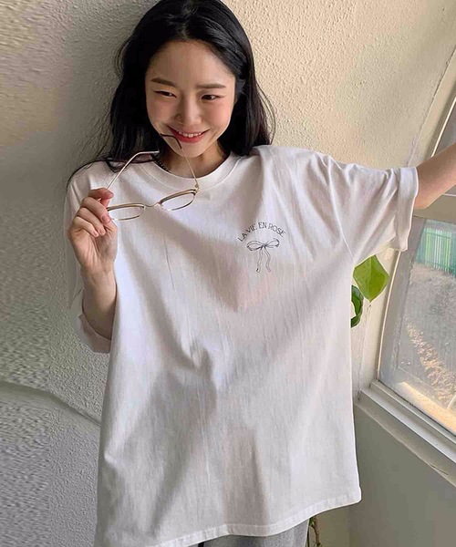 Nyu(ニュウ)の「リボンプリントTシャツ(Tシャツ/カットソー・レディース・ホワイト・FREE)」の6枚目の写真
