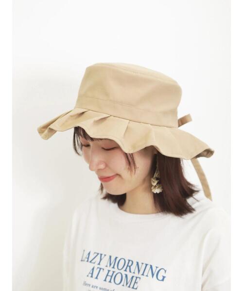 Samansa Mos2（サマンサ モスモス）の「【マルチファンクション】バックリボンプリーツハット（ハット・レディース・ベージュ/オフホワイト・F）」の2枚目の写真