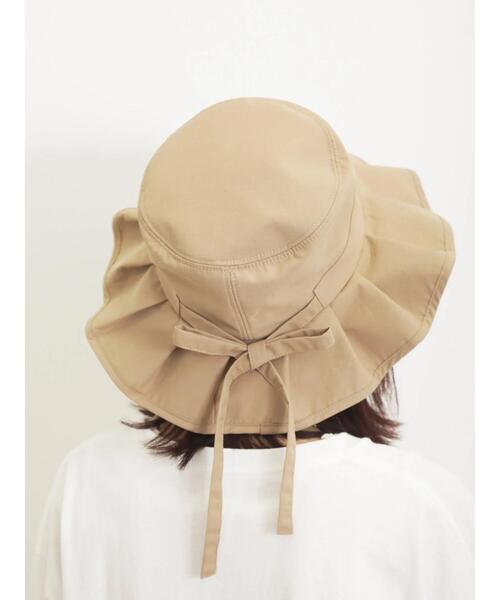 Samansa Mos2（サマンサ モスモス）の「【マルチファンクション】バックリボンプリーツハット（ハット・レディース・ベージュ/オフホワイト・F）」の7枚目の写真