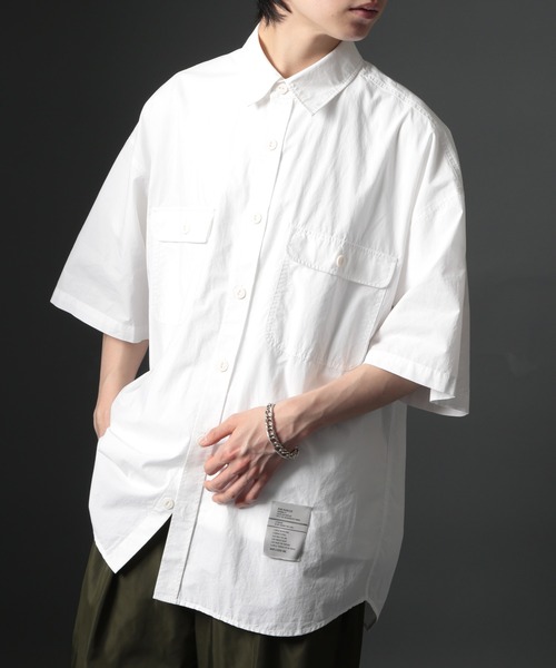 MAISON CLUB（メゾンクラブ）の「【MAISON CLUB】U.S.NAVY Big Half Sleeve Shirt ビッグワークハーフスリーブシャツ 半袖　/MILITARY　ミリタリー（シャツ/ブラウス・メンズ・ホワイト/カーキ/サックスブルー/ネイビー・FREE）」の5枚目の写真