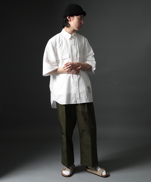 MAISON CLUB（メゾンクラブ）の「【MAISON CLUB】U.S.NAVY Big Half Sleeve Shirt ビッグワークハーフスリーブシャツ 半袖　/MILITARY　ミリタリー（シャツ/ブラウス・メンズ・ホワイト/カーキ/サックスブルー/ネイビー・FREE）」の6枚目の写真