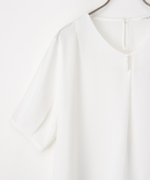 Honeys（ハニーズ）の「パール付きブラウス（シャツ/ブラウス・レディース・ネイビー/イエロー/グレイッシュベージュ/ブルー/ホワイト・S/M/L/LL/3L）」の17枚目の写真