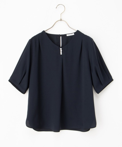 Honeys（ハニーズ）の「パール付きブラウス（シャツ/ブラウス・レディース・ネイビー/イエロー/グレイッシュベージュ/ブルー/ホワイト・S/M/L/LL/3L）」の18枚目の写真