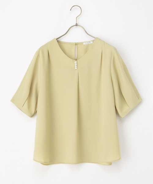 Honeys（ハニーズ）の「パール付きブラウス（シャツ/ブラウス・レディース・ネイビー/イエロー/グレイッシュベージュ/ブルー/ホワイト・S/M/L/LL/3L）」の20枚目の写真