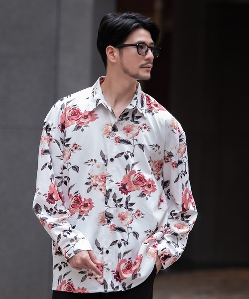 SILVER BULLET(シルバーバレット)の「『CavariA/キャバリア』花柄長袖シャツ(シャツ/ブラウス・メンズ・ブラック/ホワイト・L/M)」の3枚目の写真