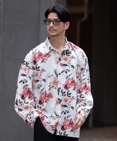 SILVER BULLET(シルバーバレット)の「『CavariA/キャバリア』花柄長袖シャツ(シャツ/ブラウス・メンズ・ブラック/ホワイト・L/M)」の4枚目の写真