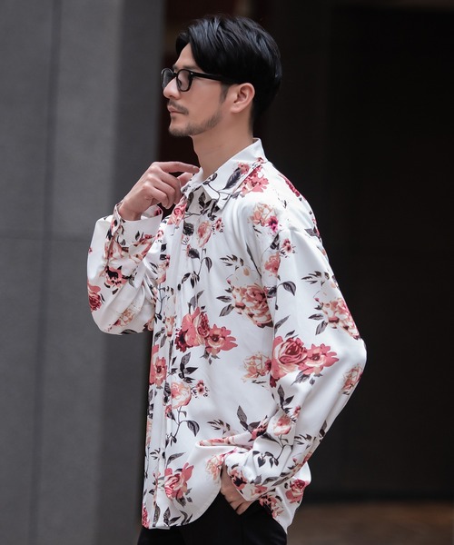 SILVER BULLET(シルバーバレット)の「『CavariA/キャバリア』花柄長袖シャツ(シャツ/ブラウス・メンズ・ブラック/ホワイト・L/M)」の5枚目の写真