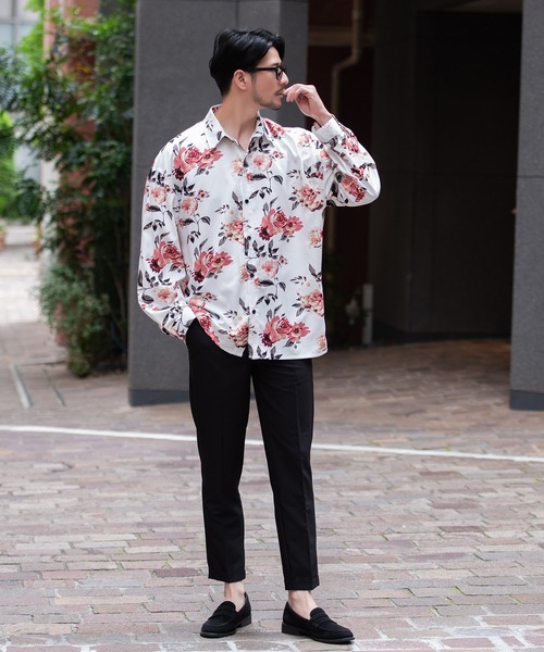 SILVER BULLET(シルバーバレット)の「『CavariA/キャバリア』花柄長袖シャツ(シャツ/ブラウス・メンズ・ブラック/ホワイト・L/M)」の7枚目の写真