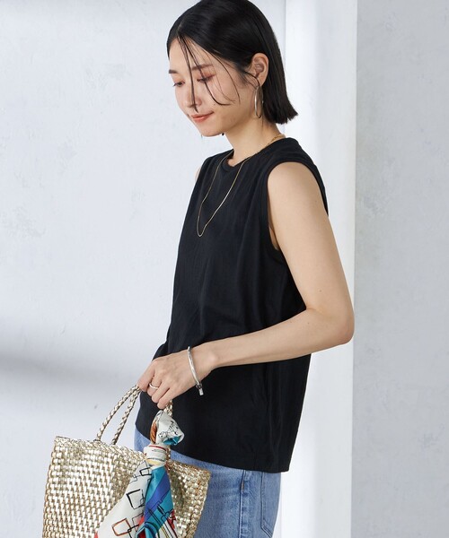 「SHIPS」 ノースリーブトップス MEDIUM ブラック レディース ESSENTIAL（DOUBLE STANDARD CLOTHING） タンクトップ