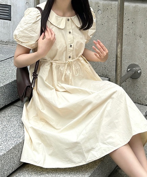 Cham.（チャム）の「ボリューム袖ワンピース（ワンピース・レディース・ピンク/ライトブルー/ベージュ/ライトグリーン・F）」の2枚目の写真