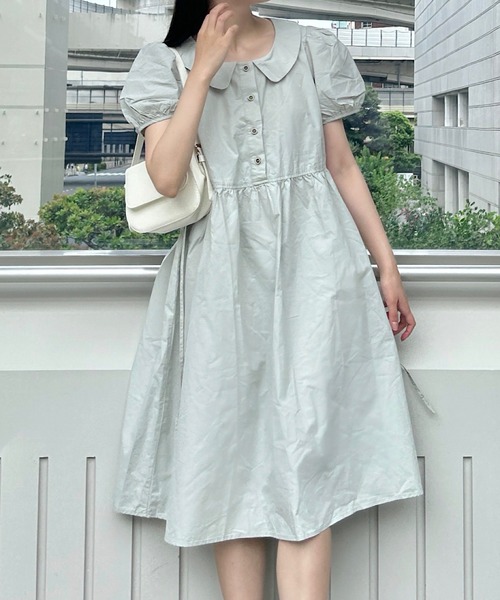 Cham.（チャム）の「ボリューム袖ワンピース（ワンピース・レディース・ピンク/ライトブルー/ベージュ/ライトグリーン・F）」の4枚目の写真