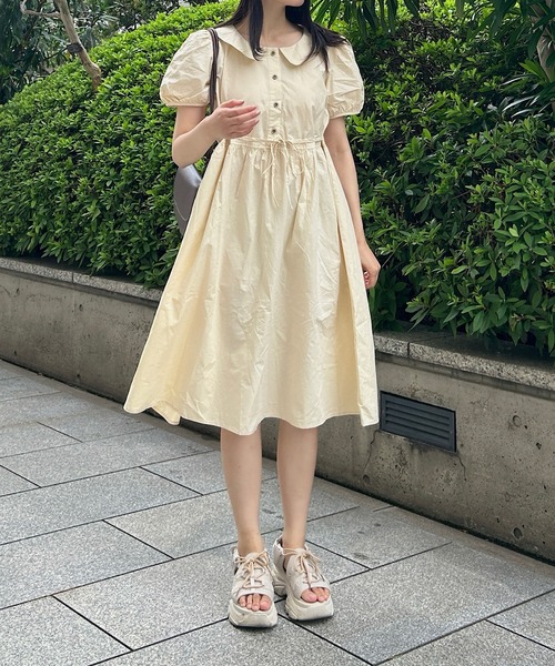 Cham.（チャム）の「ボリューム袖ワンピース（ワンピース・レディース・ピンク/ライトブルー/ベージュ/ライトグリーン・F）」の9枚目の写真