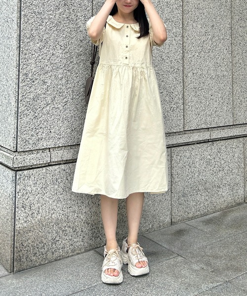 Cham.（チャム）の「ボリューム袖ワンピース（ワンピース・レディース・ピンク/ライトブルー/ベージュ/ライトグリーン・F）」の7枚目の写真