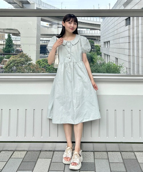 Cham.（チャム）の「ボリューム袖ワンピース（ワンピース・レディース・ピンク/ライトブルー/ベージュ/ライトグリーン・F）」の20枚目の写真