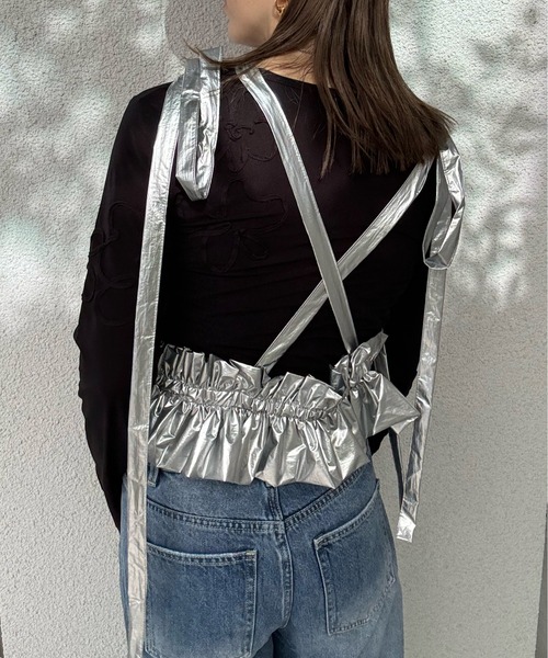 y/m by misato（イムバイミサト）の「シアーコード刺繍トップス（Tシャツ/カットソー・レディース・アイボリー/ブラック・FREE）」の10枚目の写真