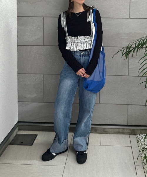 y/m by misato（イムバイミサト）の「シアーコード刺繍トップス（Tシャツ/カットソー・レディース・アイボリー/ブラック・FREE）」の15枚目の写真