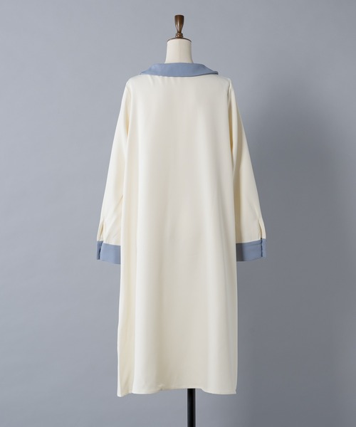 INTER FACTORY(インターファクトリー)の「ポケットフリル襟付きワンピース made in INTER FACTORY(ワンピース・レディース・ネイビー/アイボリー・FREE)」の16枚目の写真