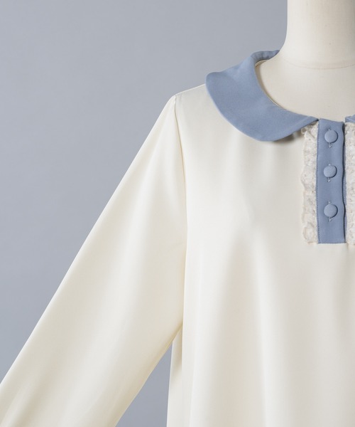 INTER FACTORY(インターファクトリー)の「ポケットフリル襟付きワンピース made in INTER FACTORY(ワンピース・レディース・ネイビー/アイボリー・FREE)」の20枚目の写真