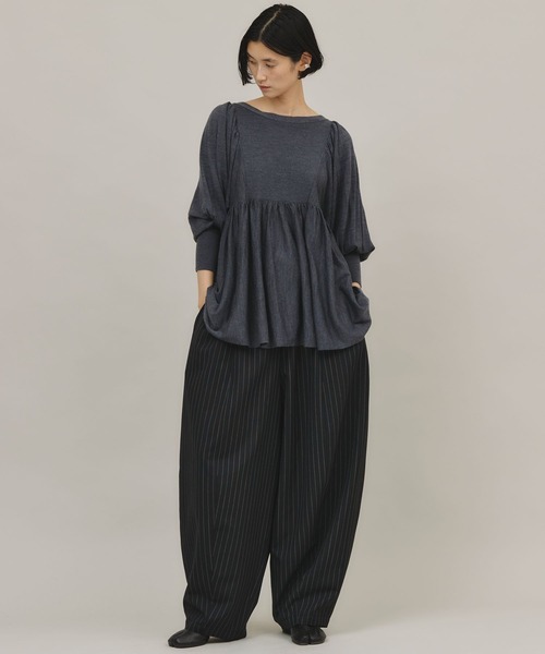 Curensology(カレンソロジー)の「Curensology(カレンソロジー)/ツイルストライプドロストパンツ(その他パンツ・レディース・ブラック/ネイビー・FREE)」の5枚目の写真