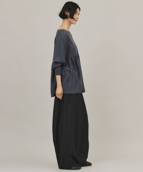 Curensology(カレンソロジー)の「Curensology(カレンソロジー)/ツイルストライプドロストパンツ(その他パンツ・レディース・ブラック/ネイビー・FREE)」の6枚目の写真