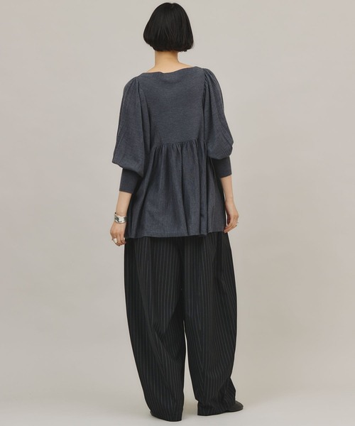 Curensology(カレンソロジー)の「Curensology(カレンソロジー)/ツイルストライプドロストパンツ(その他パンツ・レディース・ブラック/ネイビー・FREE)」の7枚目の写真