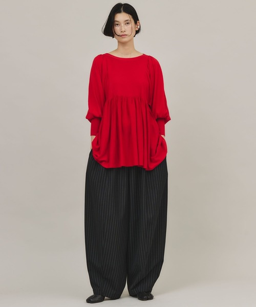 Curensology(カレンソロジー)の「Curensology(カレンソロジー)/ツイルストライプドロストパンツ(その他パンツ・レディース・ブラック/ネイビー・FREE)」の8枚目の写真