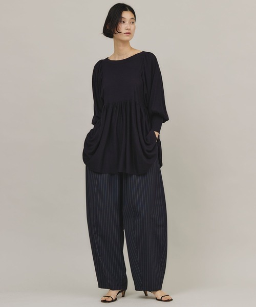 Curensology(カレンソロジー)の「Curensology(カレンソロジー)/ツイルストライプドロストパンツ(その他パンツ・レディース・ブラック/ネイビー・FREE)」の13枚目の写真