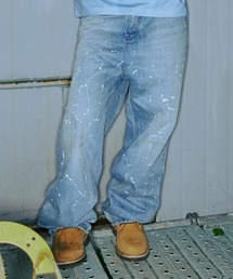 ROMANTIC CROWN（ロマンティッククラウン）の「A'GEM/9 × .kom 『ROMANTIC CROWN/ロマンティック クラウン』 SPLASHPAINTING DENIMPANTS/スプラッシュペインティングデニムパンツ（デニムパンツ）」