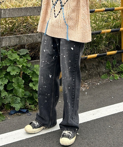 ROMANTIC CROWN(ロマンティッククラウン)の「A'GEM/9 × .kom 『ROMANTIC CROWN/ロマンティック クラウン』 SPLASHPAINTING DENIMPANTS/スプラッシュペインティングデニムパンツ(デニムパンツ・メンズ・ブルー/ブラック・M/L)」の4枚目の写真