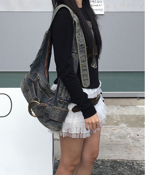 FREE STYLISTS（フリー スタイリスト）の「Y2K   ヴィンテージ トートバッグ デニムバッグ（ハンドバッグ・レディース・インディゴブルー・FREE）」の17枚目の写真