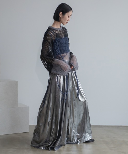 VACANCY（ヴァカンシー）の「透かし編みウェーブドロストプルオーバー（ニット/セーター・レディース・グリーン/ブラック/ブルー・FREE）」の4枚目の写真