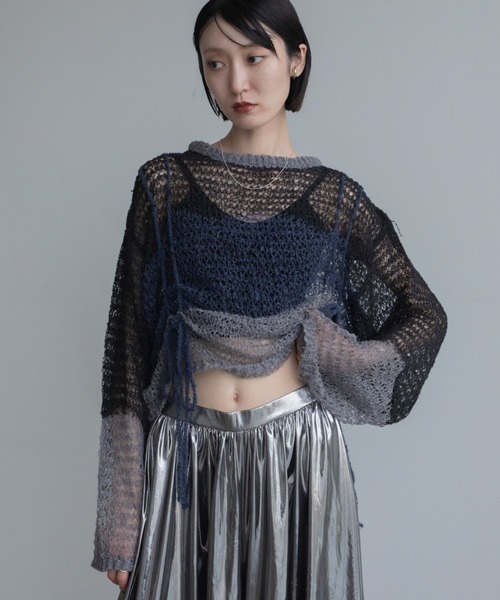 未使用 ETRO 透かし編み ニット ウェーブ スカート カシミヤ混 エトロ