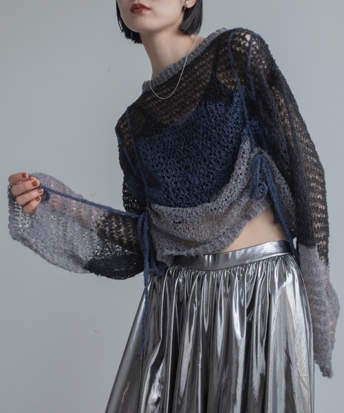 VACANCY（ヴァカンシー）の「透かし編みウェーブドロストプルオーバー（ニット/セーター・レディース・グリーン/ブラック/ブルー・FREE）」の7枚目の写真