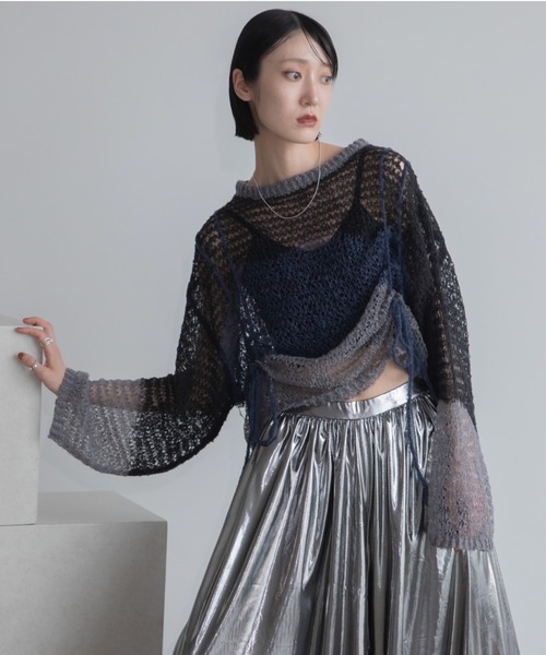 VACANCY（ヴァカンシー）の「透かし編みウェーブドロストプルオーバー（ニット/セーター・レディース・グリーン/ブラック/ブルー・FREE）」の10枚目の写真