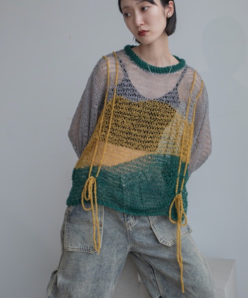 VACANCY（ヴァカンシー）の「透かし編みウェーブドロストプルオーバー（ニット/セーター・レディース・グリーン/ブラック/ブルー・FREE）」の17枚目の写真